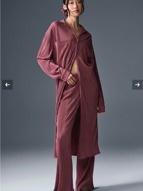 BLACK (shown in rose)Women's Long Shirt & Pants Set - Brand New with tags